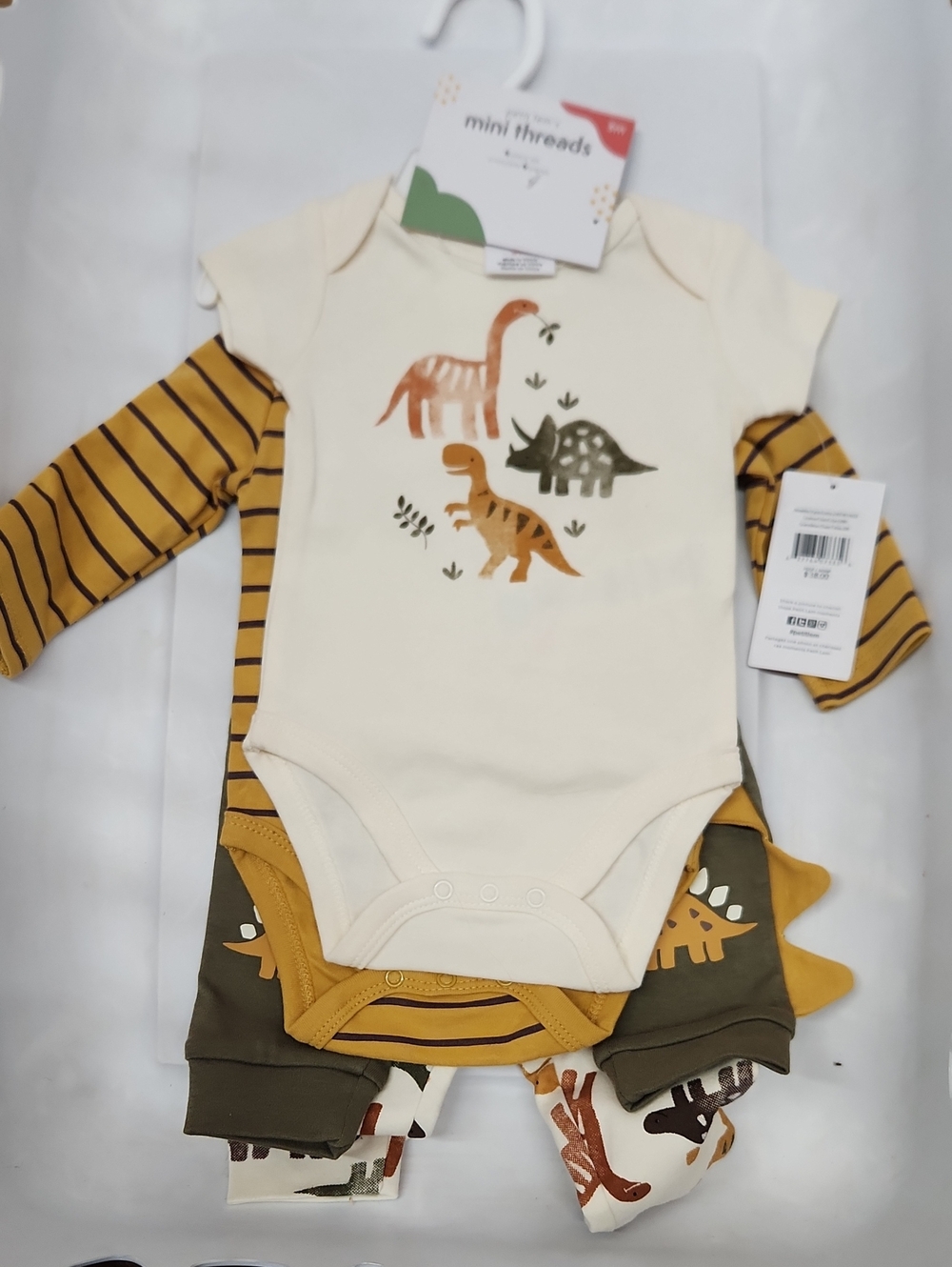 Petit Lem Cream Bodysuit with Mustard Stripe Layer